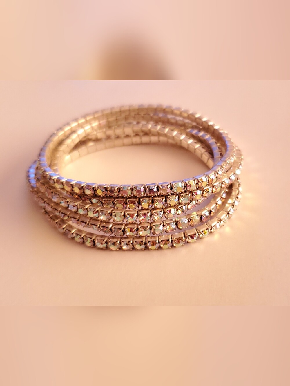Vtc. Stretch Rhinestone Coil Bracelet 5pcs